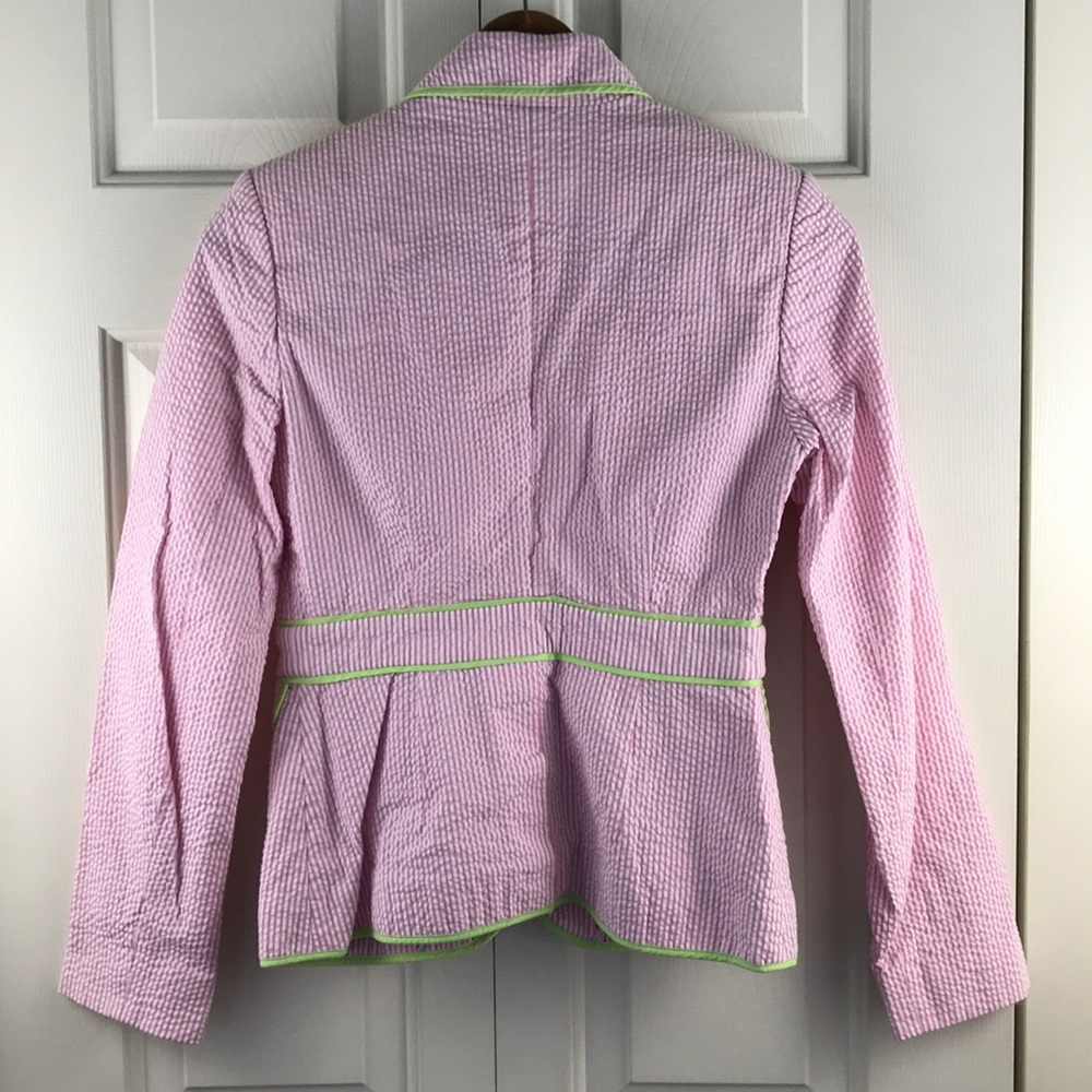 Lilly Pulitzer 4 Pink White Stripe Blazer Green - Picture 5 of 7